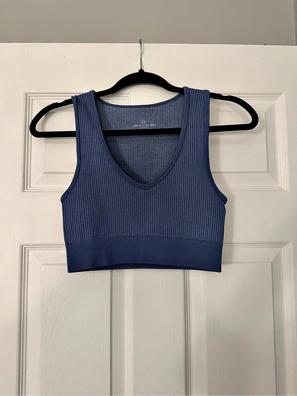 OFFLINE by Aerie Ribbed Cropped Tank Top Blue